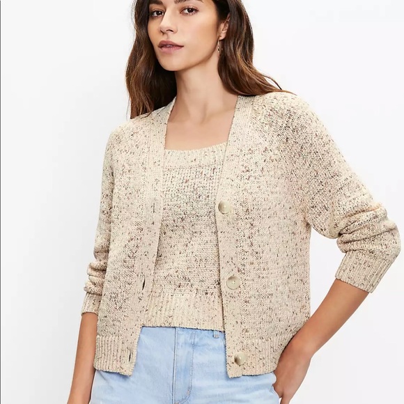 LOFT Sweaters - Loft Marled cropped cardigan neutral marl M